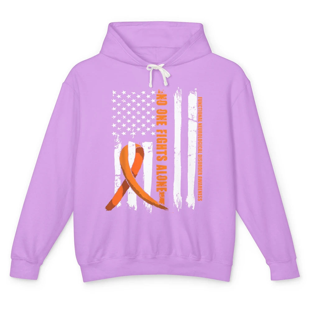 Functional Neurological Disorder FND Orange Ribbon US Flag Unisex Lightweight Hoodie