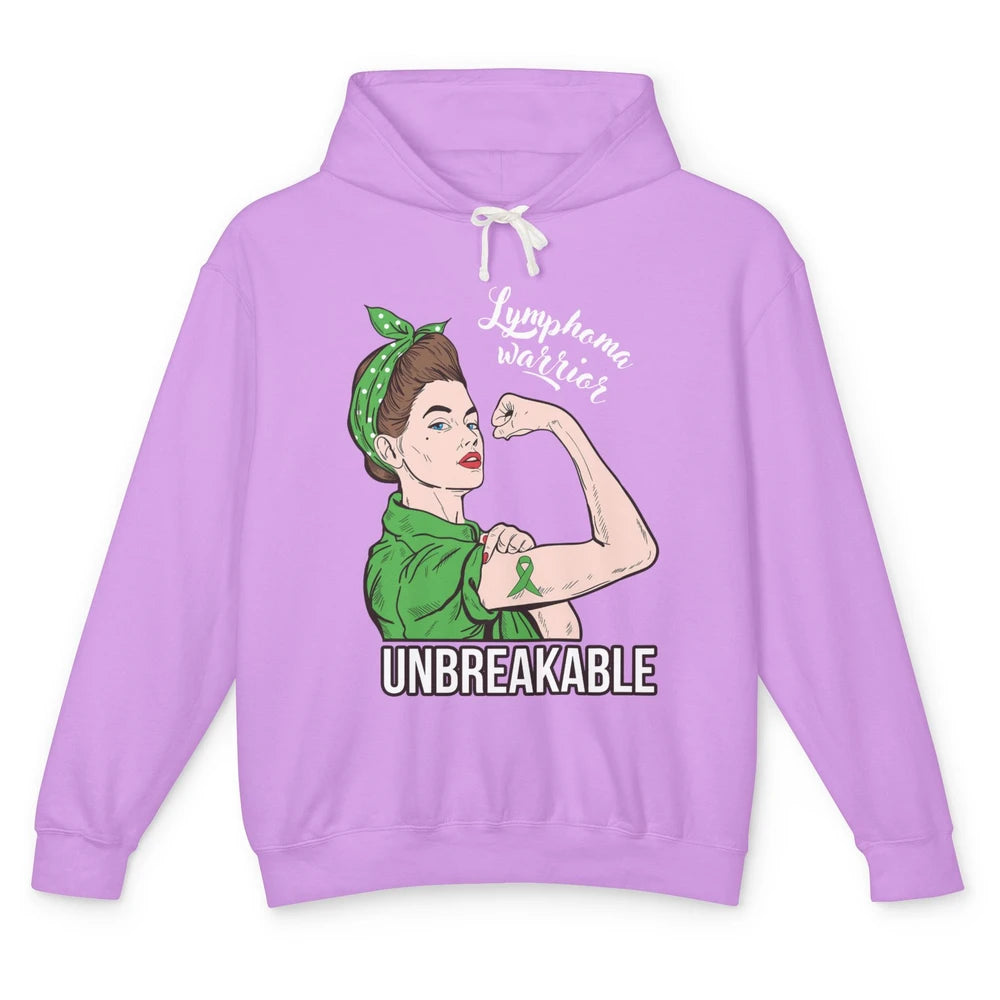 Lymphoma Cancer Warrior Unbreakable Power Women Awareness Unisex Lightweight Hoodie