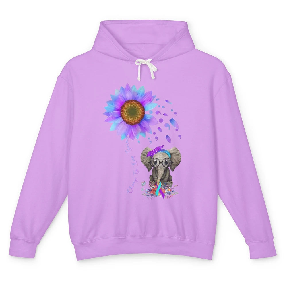 Sunflower Elephant Suicide Prevention Choose To Keep Going Unisex Lightweight Hoodie