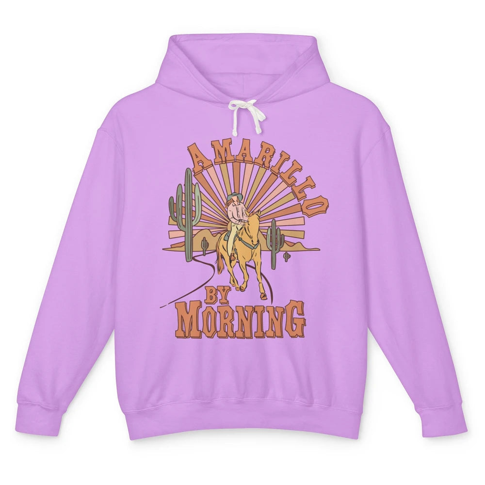 Retro Desert Cowboy Riding Horse Amarillo By Morning Western Unisex Lightweight Hoodie