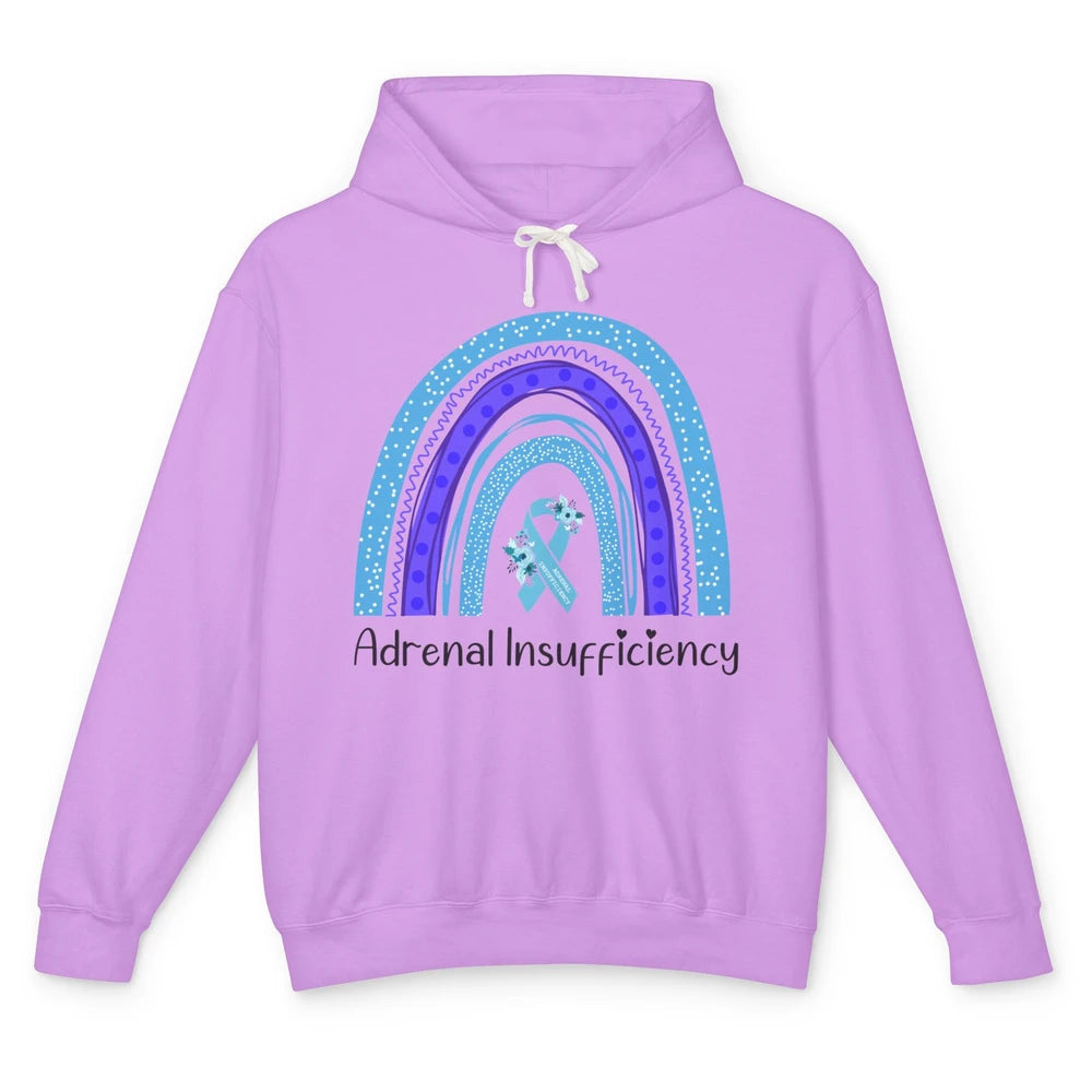 Adrenal Insufficiency Awareness Floral Light Blue Ribbon Unisex Lightweight Hoodie