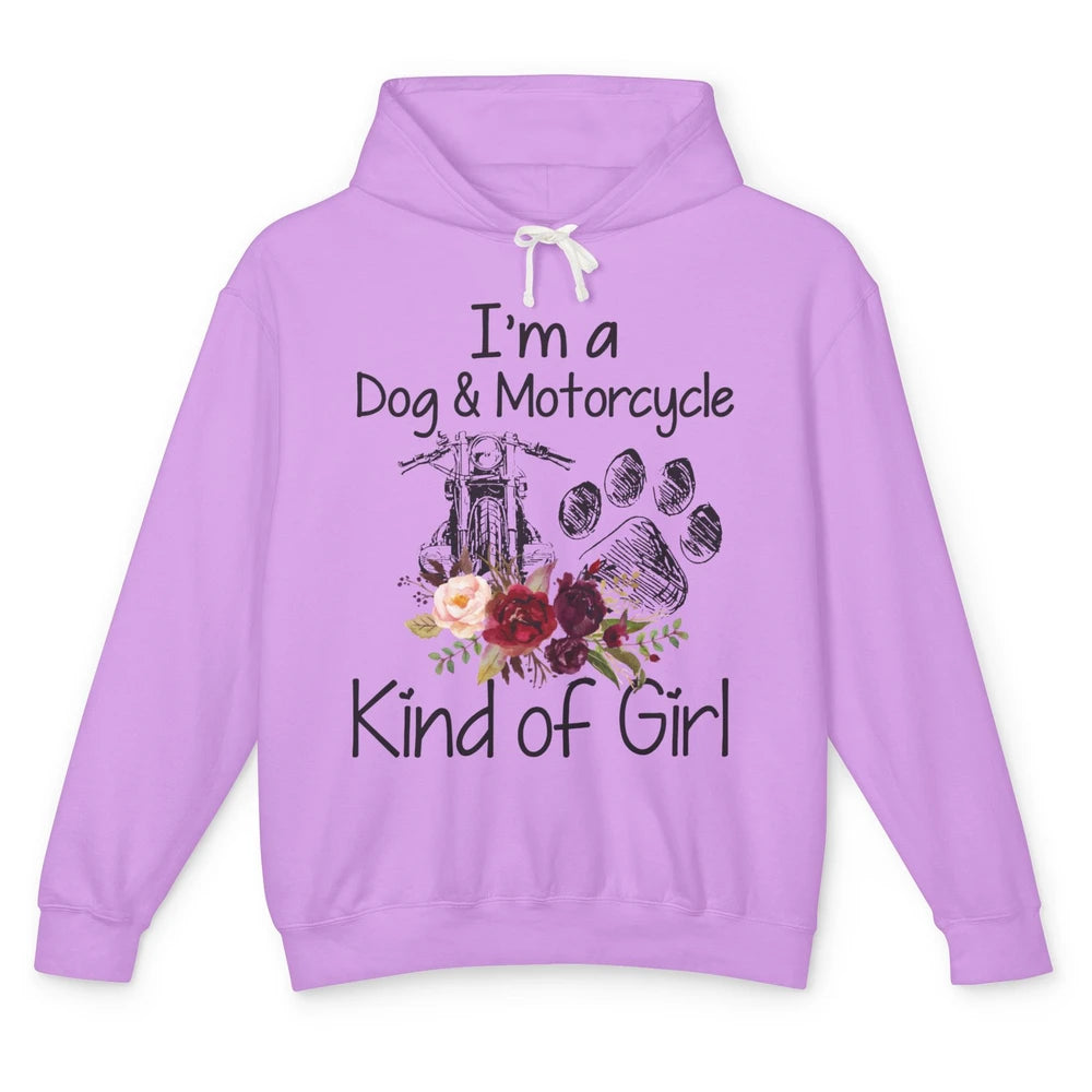 Retro Floral Motorbike I'm Dog Motorcycle Kinda Girl Dog Mom Unisex Lightweight Hoodie