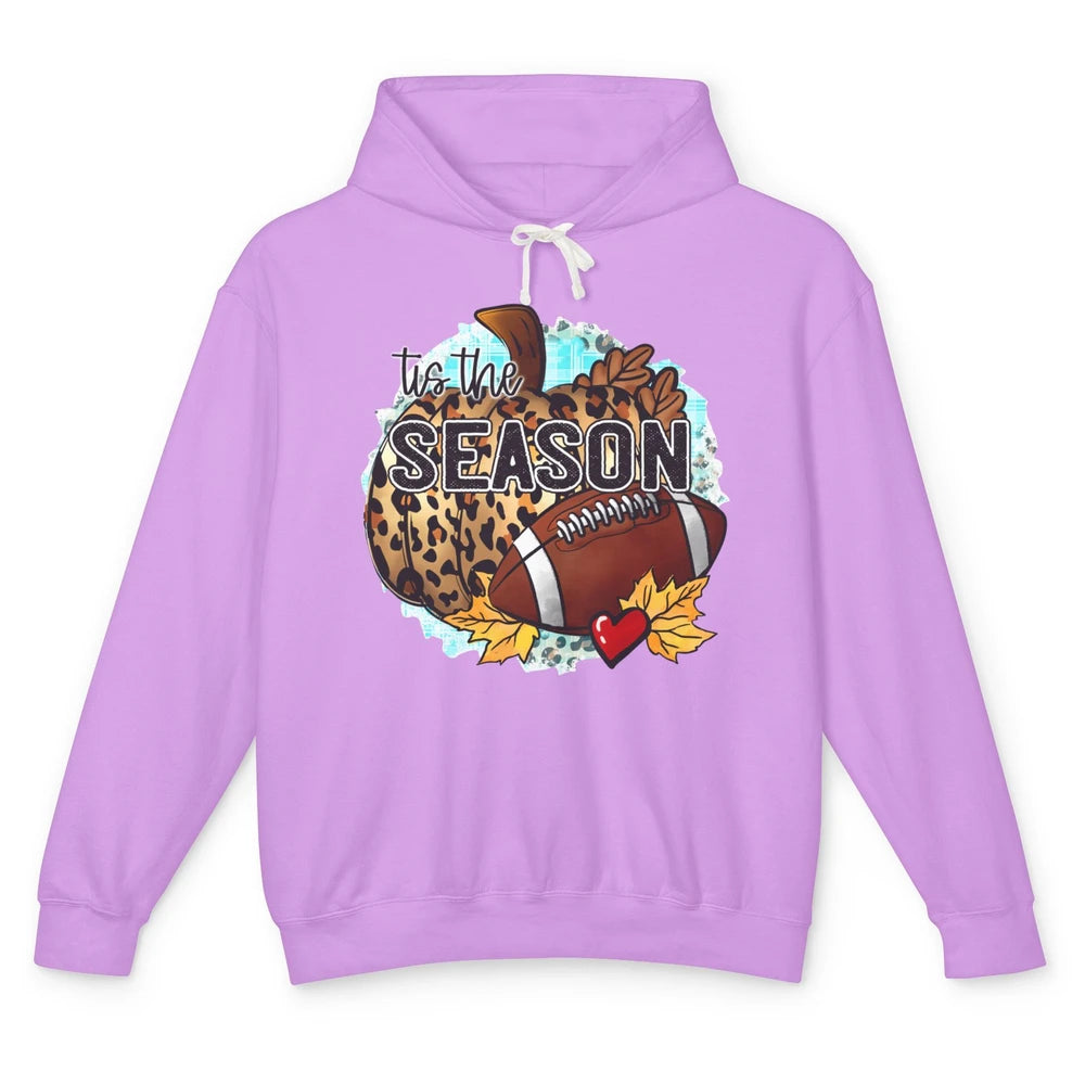 Leopard Football Pumpkin Tis The Season Fall Leaves Autumn Unisex Lightweight Hoodie