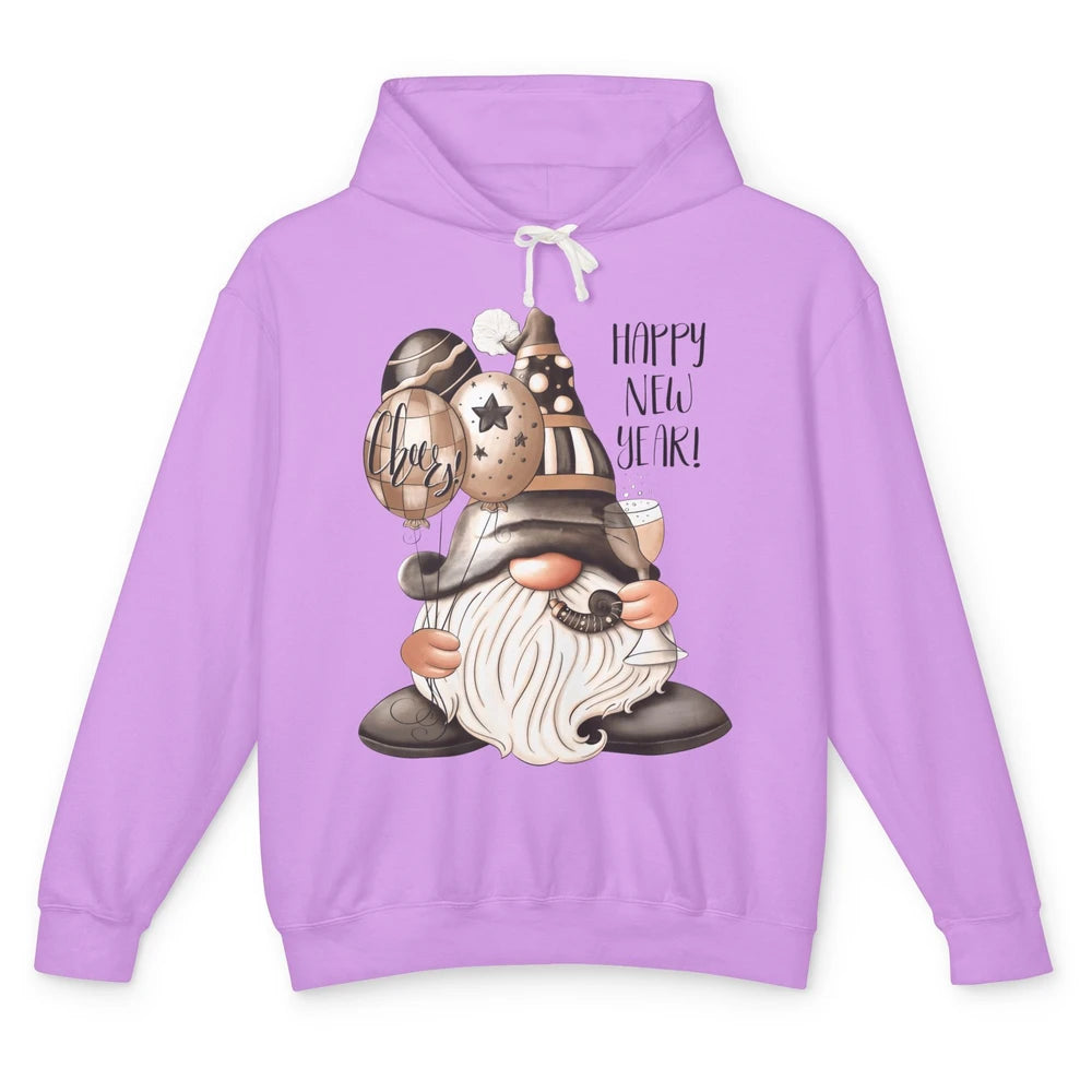 Happy New Year Gnome Champagne New Year Eve Cheer Gnomies Unisex Lightweight Hoodie