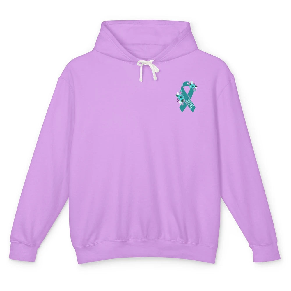 Sexual Assault Awareness Floral Teal Ribbon Awareness Gift Unisex Lightweight Hoodie