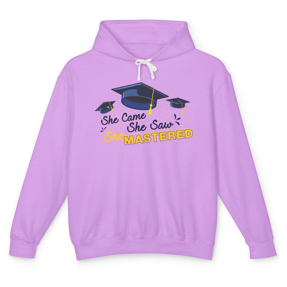 She Came She Saw She Mastered It 2022 Senior Graduation Gift Unisex Lightweight Hoodie