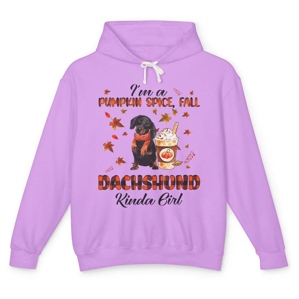 I'm A Pumpkin Spice Fall And Dachshund Kinda Girl Fall Leave Unisex Lightweight Hoodie