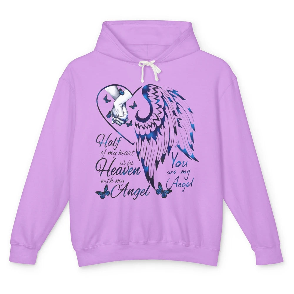 Half Of My Heart Is In Heaven With My Angel In Loving Memory Unisex Lightweight Hoodie