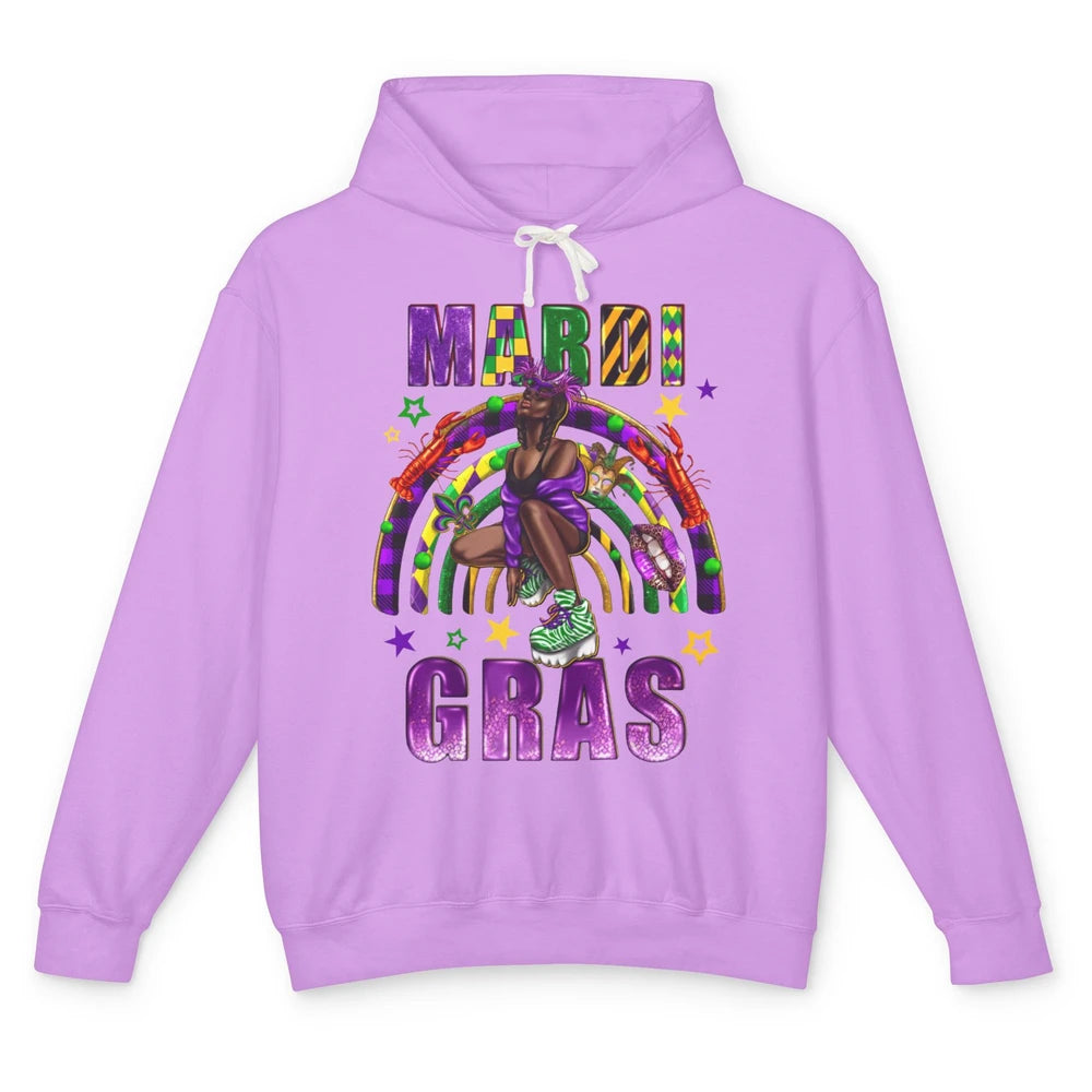 Mardi Gras Afro Woman Fat Tuesday New Orleans Carnivals Unisex Lightweight Hoodie