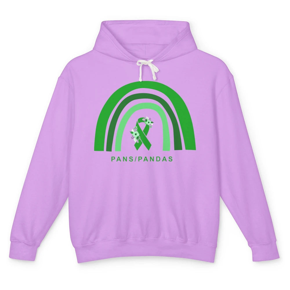 PANS/PANDAS Awareness Floral Green Ribbon Rainbow Pans Unisex Lightweight Hoodie