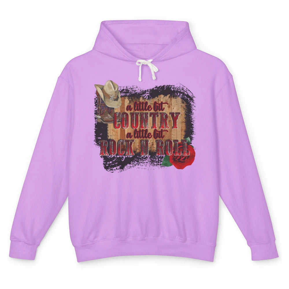 Cowboy Boots Hat A Little Country Little Rock N Roll Western Unisex Lightweight Hoodie