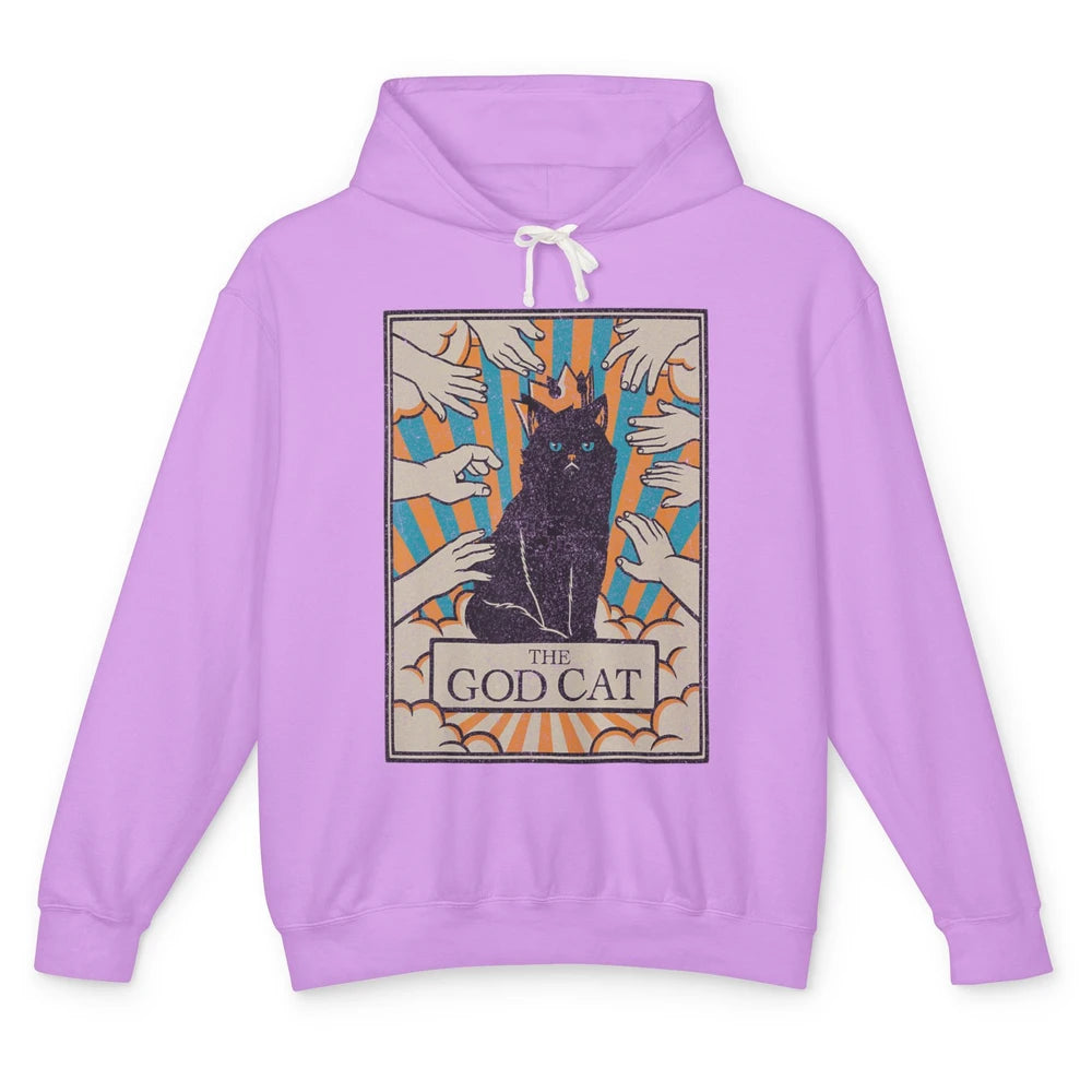 Astrology The God Cat Goth Tarot Card Reader Witchy Black Cat Gothic Sarcastic Unisex Lightweight Hoodie