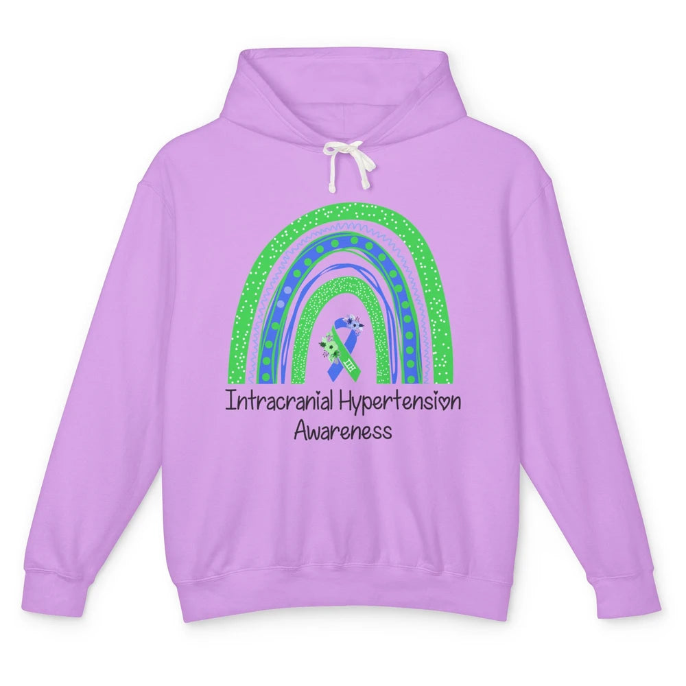 Intracranial Hypertension IIH Awareness Blue Green Rainbow Unisex Lightweight Hoodie