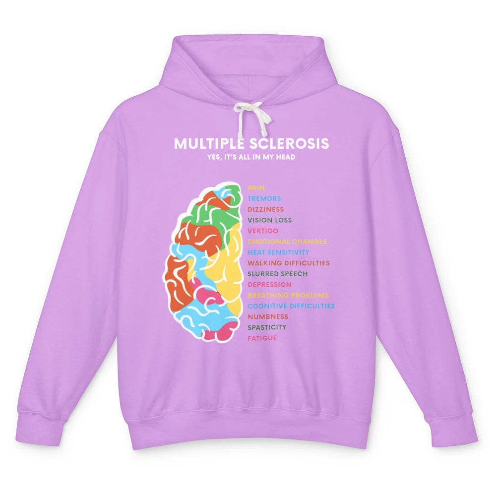 Multiple Sclerosis Awareness Its All In My Head Ms Ribbon Unisex Lightweight Hoodie