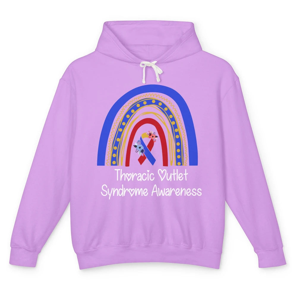 Thoracic Outlet Syndrome Awareness Floral Blue Red Rainbow Unisex Lightweight Hoodie