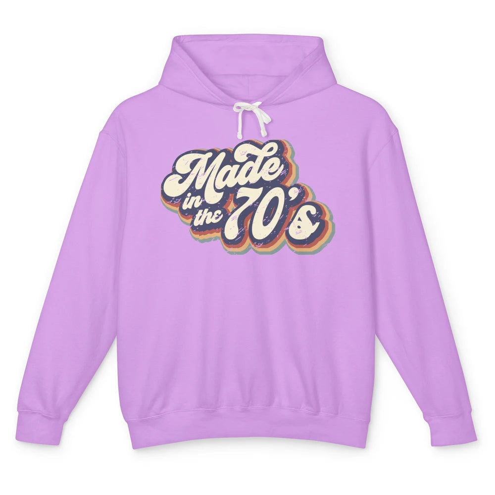 Retro Vintage Made In The 70's 1970s Born Birthday Day Gift Unisex Lightweight Hoodie