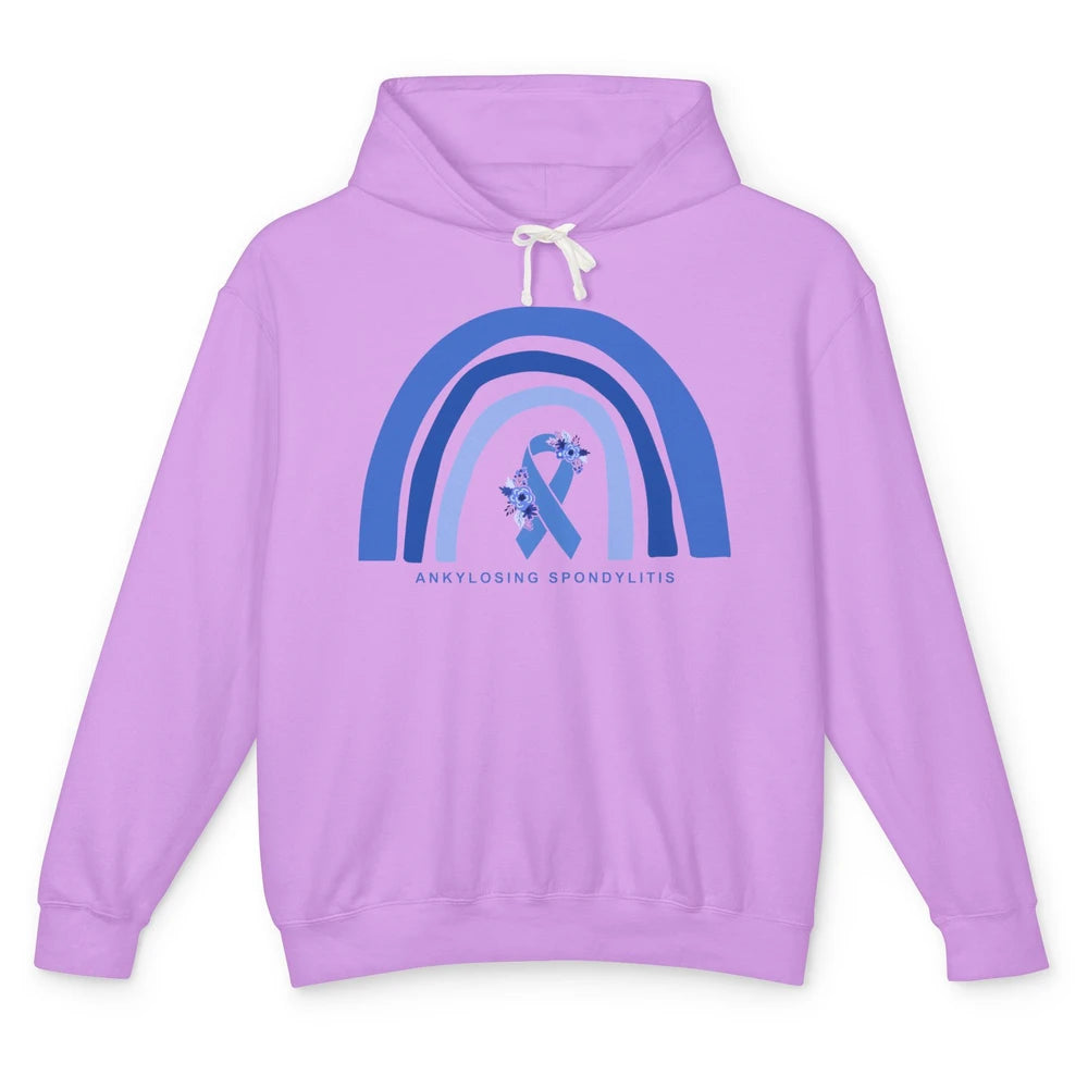 Ankylosing Spondylitis Awareness Support Floral Blue Ribbon Unisex Lightweight Hoodie