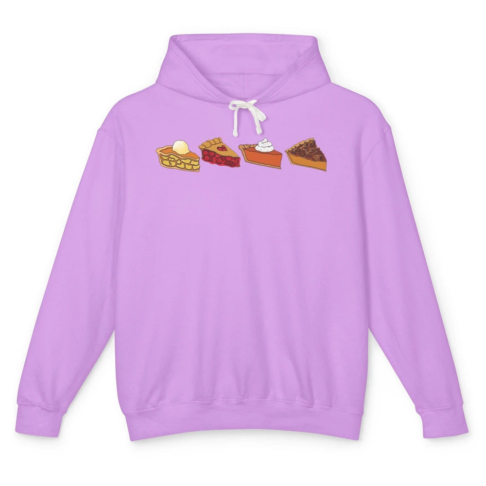 Retro Thanksgiving Pies Pumpkin Pie Pecan Pie Apple Pie Fall Unisex Lightweight Hoodie