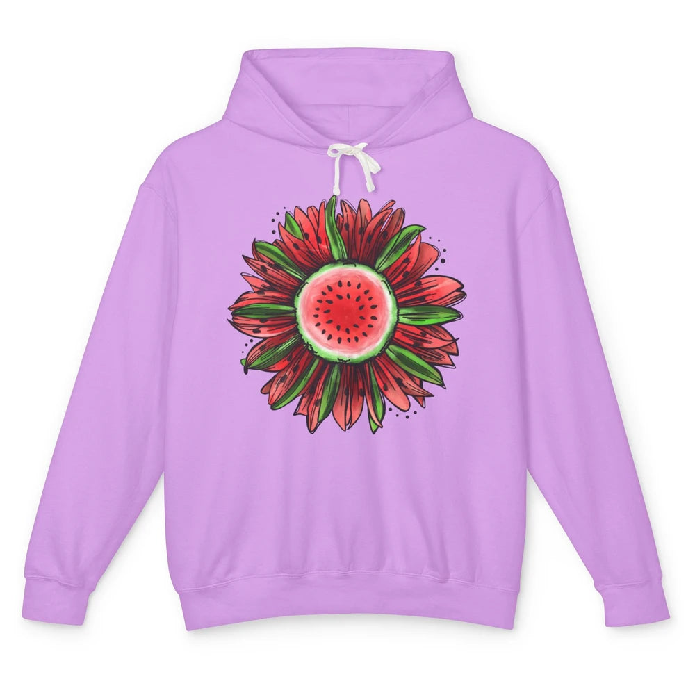 Watermelon Sunflower Summer Peace Love Watermelon Lover Gift Unisex Lightweight Hoodie