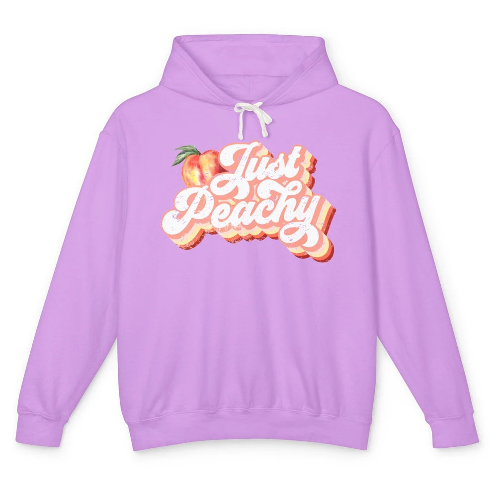 Just Peachy Retro 70s Georgia Peaches Summer Fruit Unisex Lightweight Hoodie