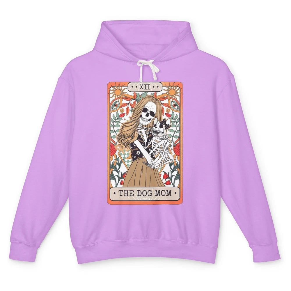 Retro Skeleton Tarot Card The Dog Mom Halloween Dog Lovers Unisex Lightweight Hoodie