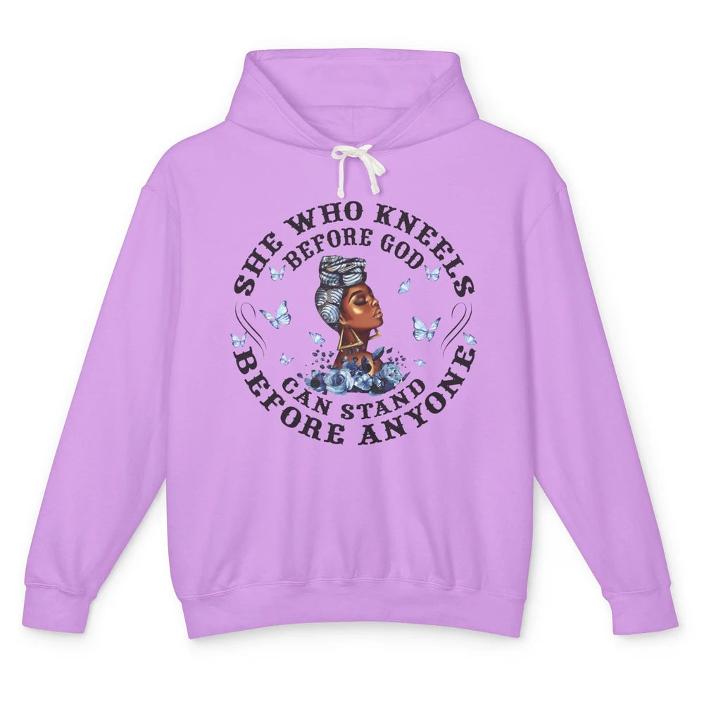 Black Girl She Who Kneels Before God Christian Afro Women Unisex Lightweight Hoodie