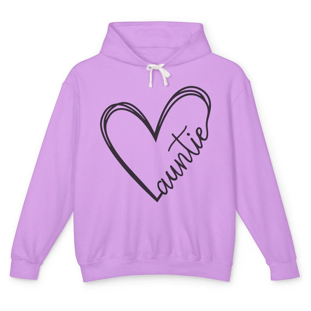 Cute Love Auntie Heart Typography Aunt Life Minimal Half Mom Unisex Lightweight Hoodie