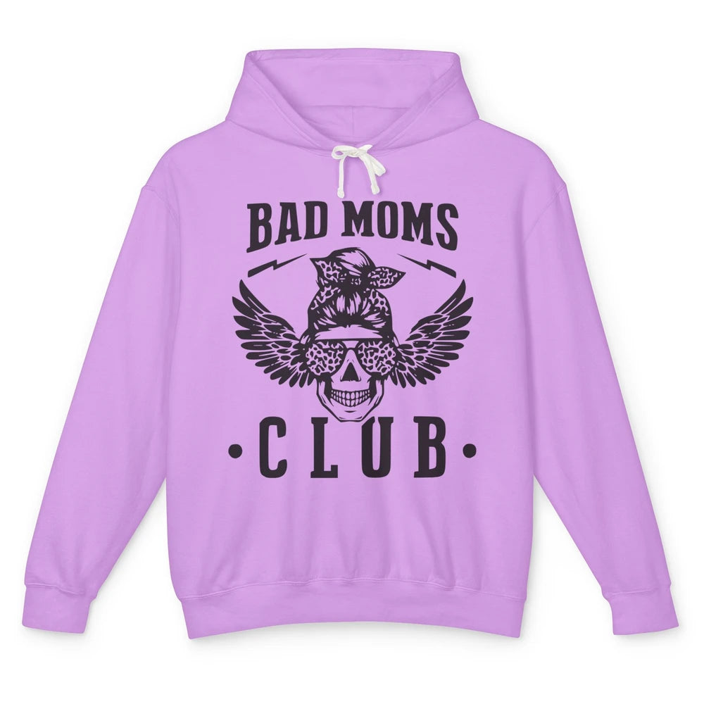 Funny Messy Bun Proud Of Member Of Bad Moms Club Leopard Unisex Lightweight Hoodie