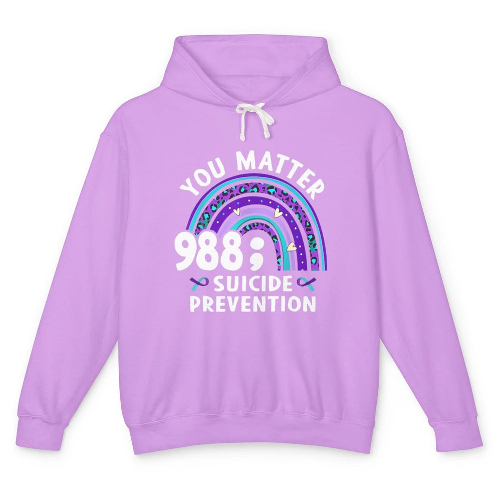 Suicide Prevention Month Hotline Semicolon Rainbow Warrior Unisex Lightweight Hoodie