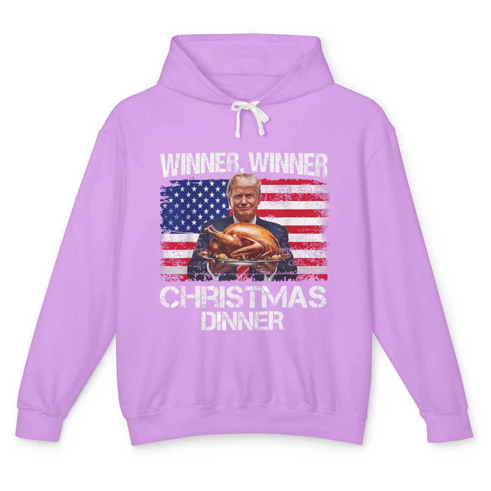 Funny Trump Winner Christmas Dinner Santa President Donald Trump Turkey Sarcastic Xmas Unisex Lightweight Hoodie