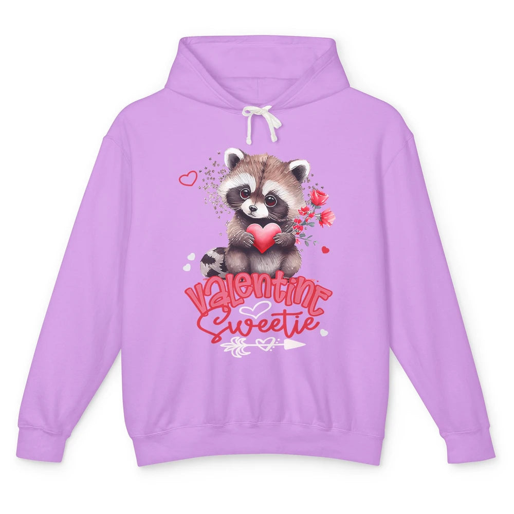 Adorable Baby Raccoon Cute Happy Valentine Sweetie Opossum Unisex Lightweight Hoodie