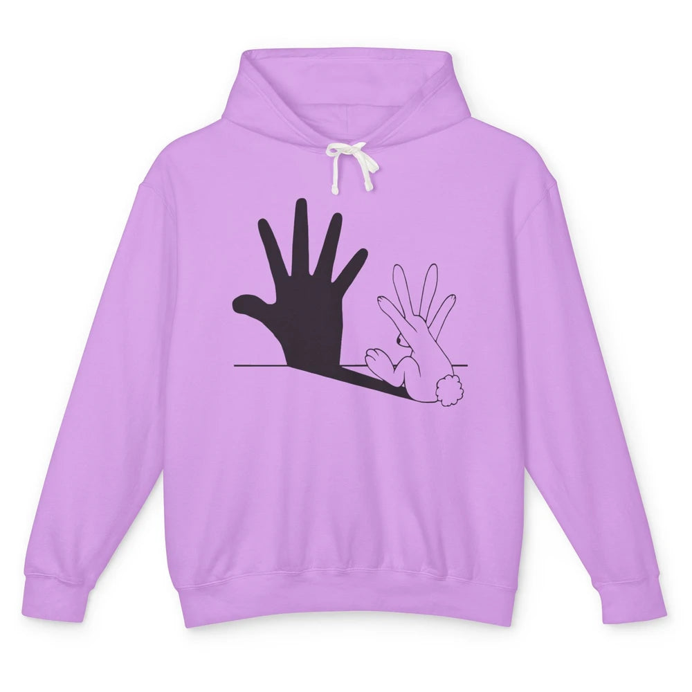 Rabbit Hand Shadow Funny Life Jokes Funny Rabbit Bunny Lover Unisex Lightweight Hoodie