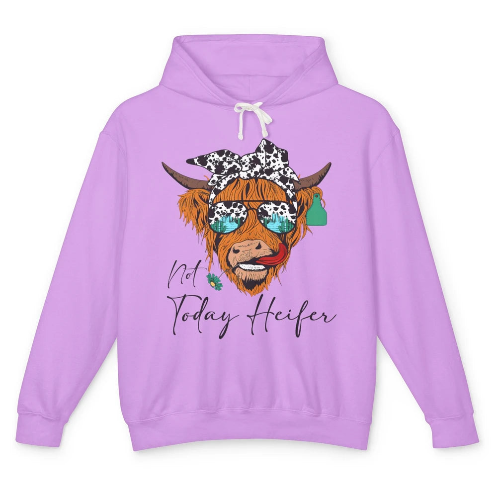 Desert Highland Cow Sunglasses Not Today Heifer Cow Lovers Unisex Lightweight Hoodie