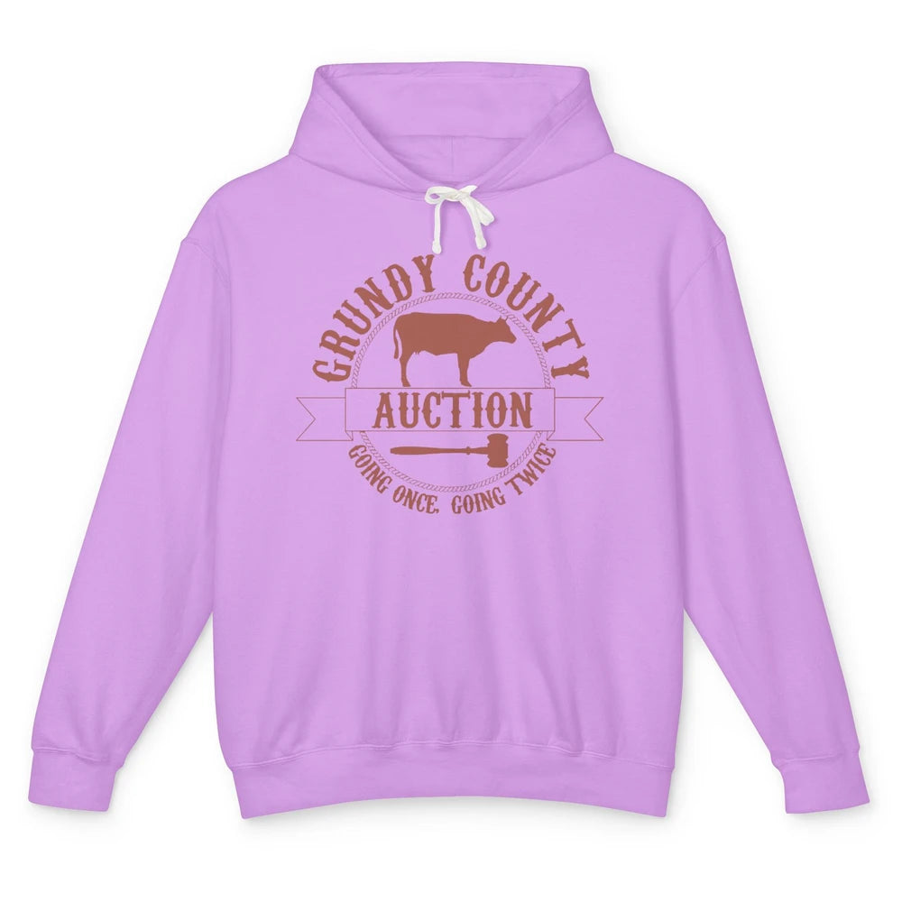 Retro Cow Cattle Grundy County Auction Western Country Farm Unisex Lightweight Hoodie