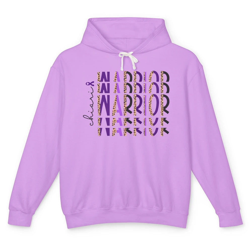 Chiari Warrior Leopard Purple Ribbon Chiari Awareness Month Unisex Lightweight Hoodie