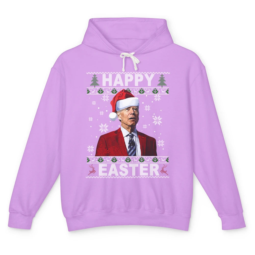 Funny Biden Santa Hat Happy Easter Anti Biden Christmas Unisex Lightweight Hoodie