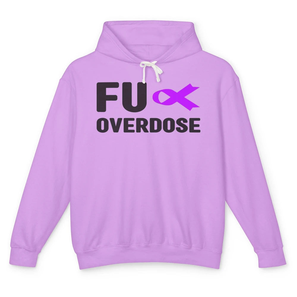 FU Purple Ribbon Overdose Awareness Warrior Strong Survivor Unisex Lightweight Hoodie