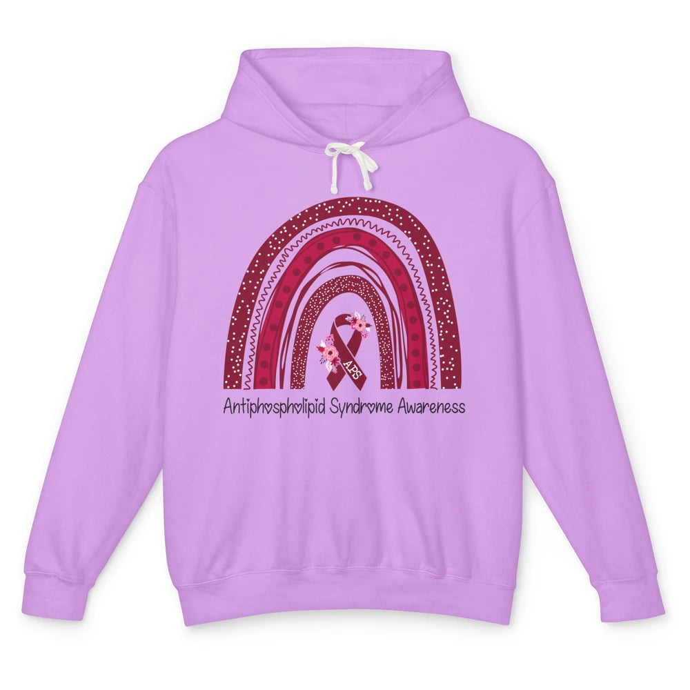 Antiphospholipid Syndrome Awareness APS Burgundy Rainbow Unisex Lightweight Hoodie