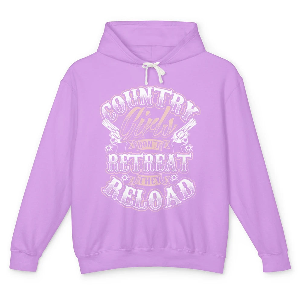 Retro Country Girl Don't Retreat They Reload Western Cowgirl Unisex Lightweight Hoodie