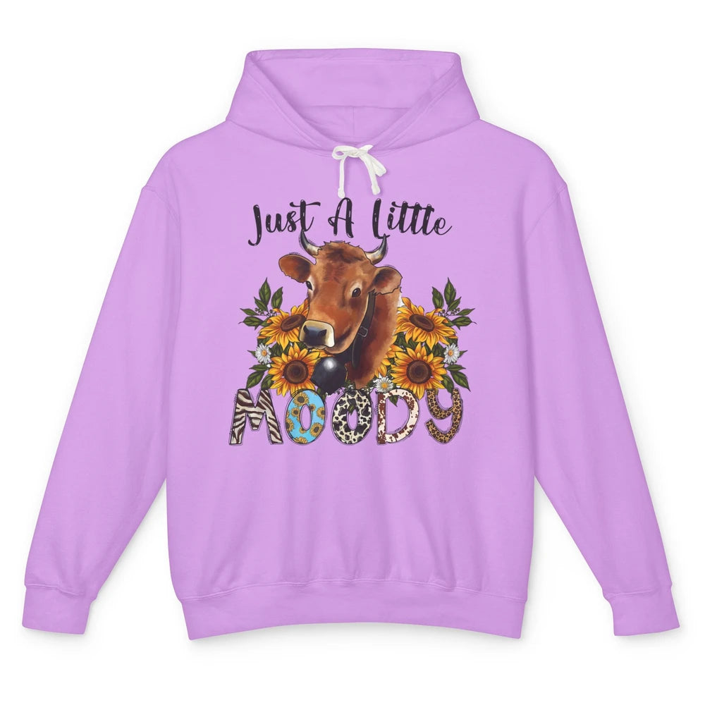 Sunflower Cow Just A Little Moody Leopard Western Country Unisex Lightweight Hoodie