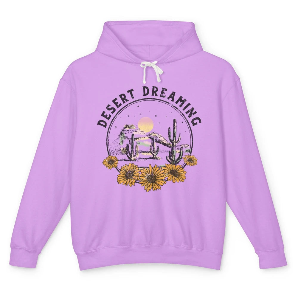 Desert Dreaming Sunflower Cactus Sun Southwestern Wilderness Unisex Lightweight Hoodie