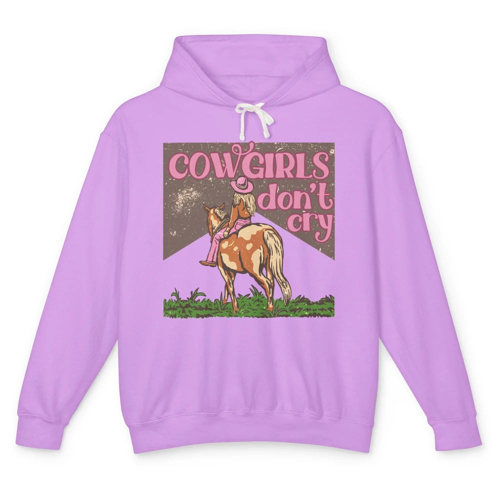 Retro Cowgirls Don't Cry Pink Horseback Rider Western Cowboy Unisex Lightweight Hoodie