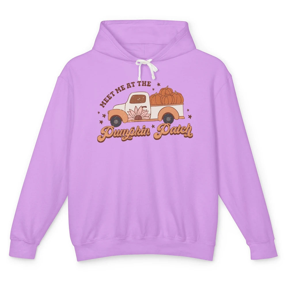 Retro Pumpkin Truck Meet Me At Pumpkin Patch Fall Halloween Unisex Lightweight Hoodie