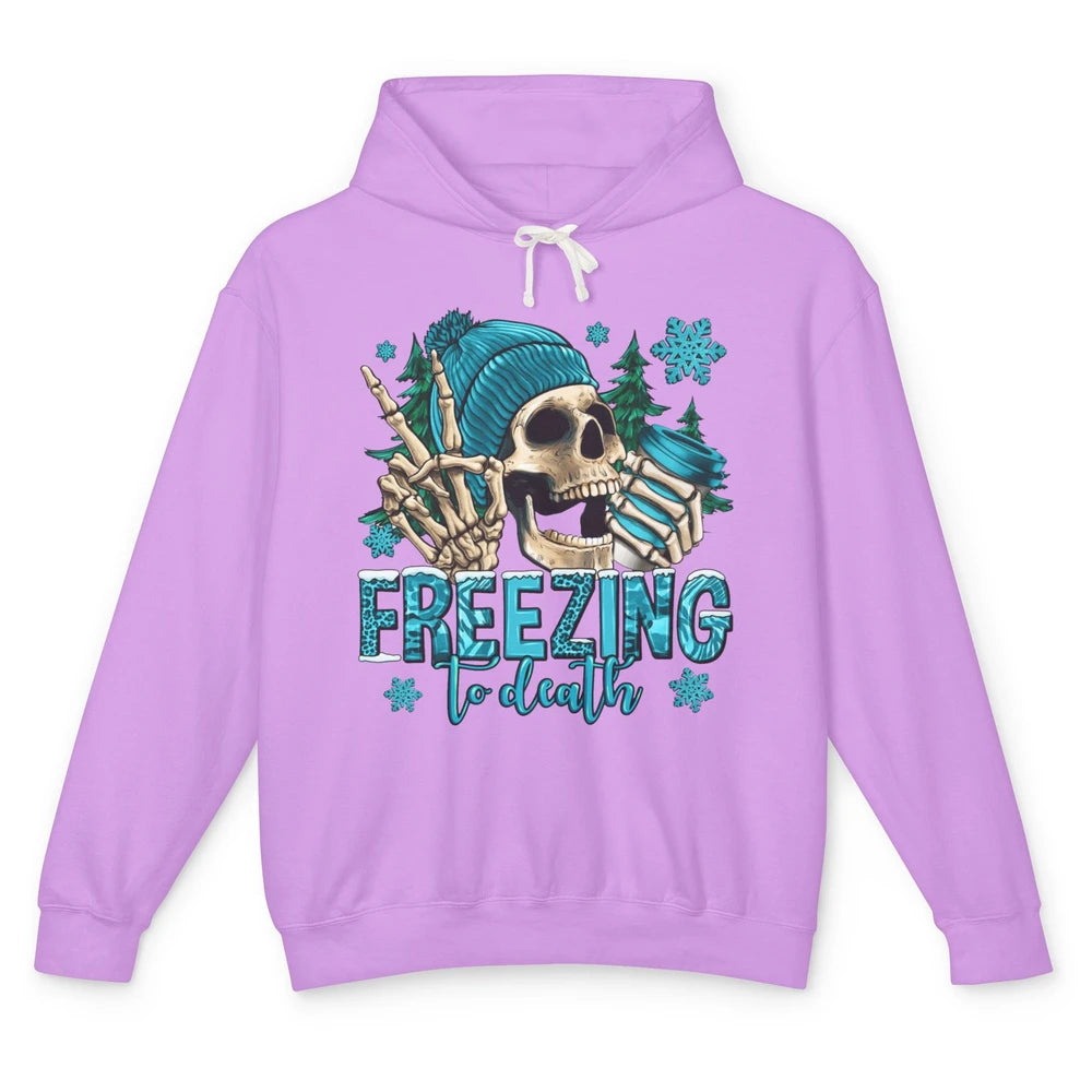 Funny Leopard Skull Freezing To Death Funny Christmas Winter Unisex Lightweight Hoodie