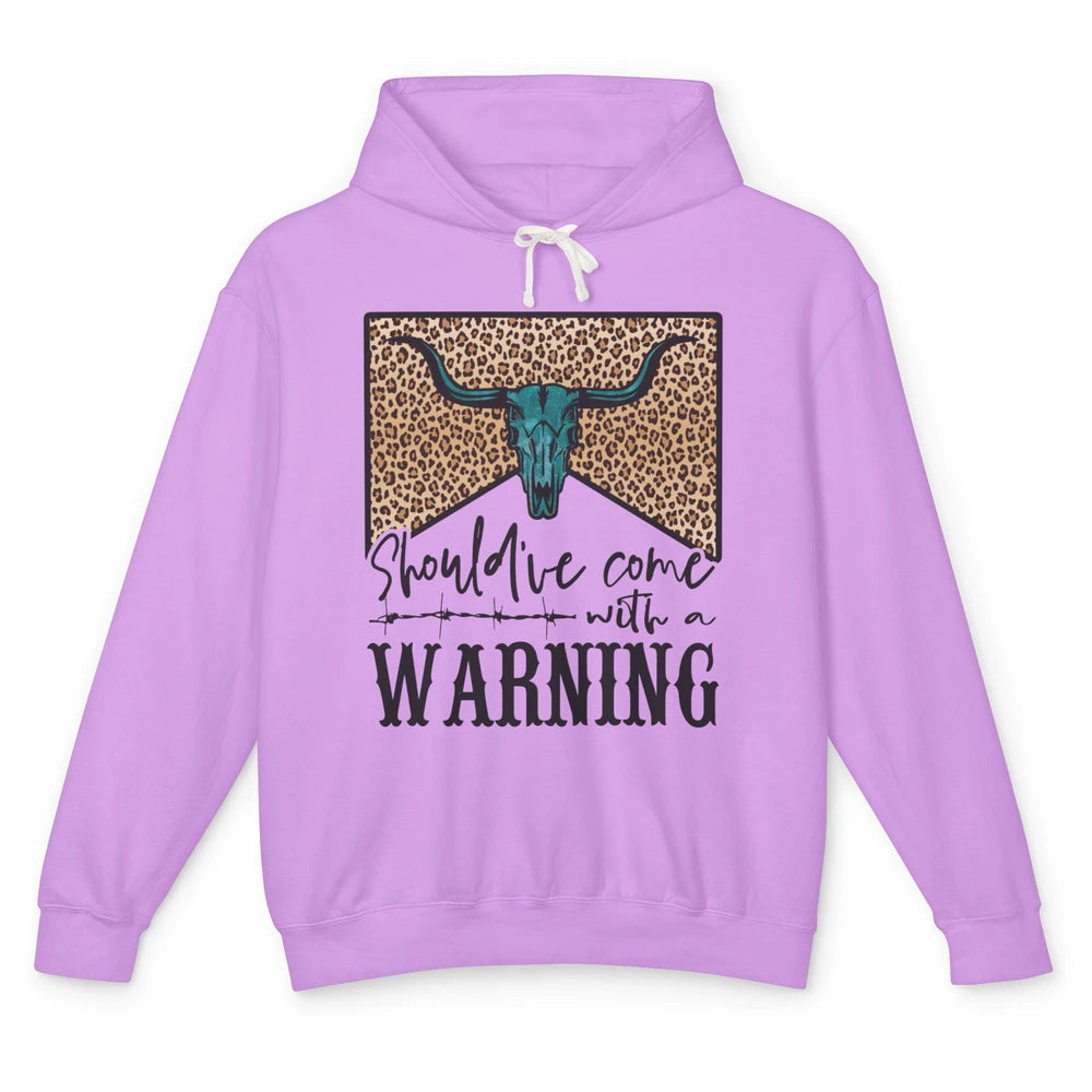 Retro Bull Skull Should've Come With Warning Western Country Unisex Lightweight Hoodie