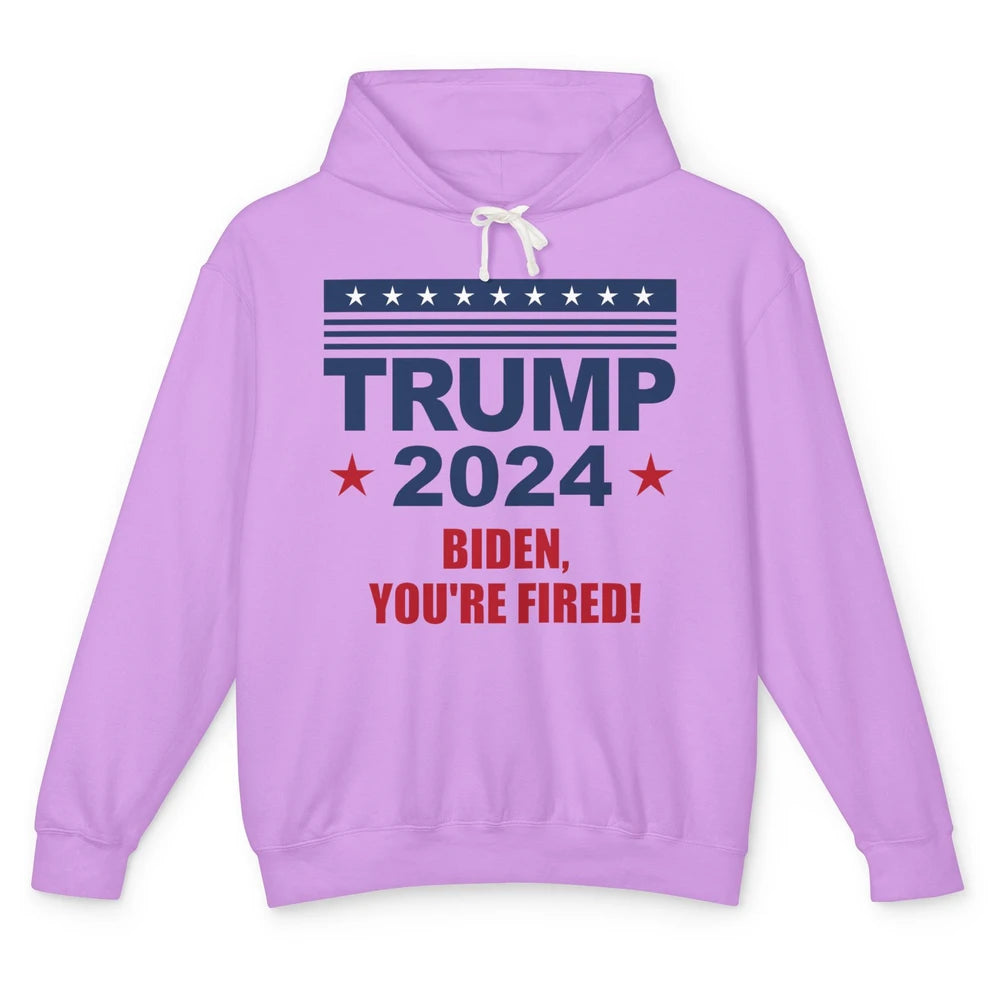 Retro US Flag Trump 2024 Return Biden You're Fired Patriot Unisex Lightweight Hoodie