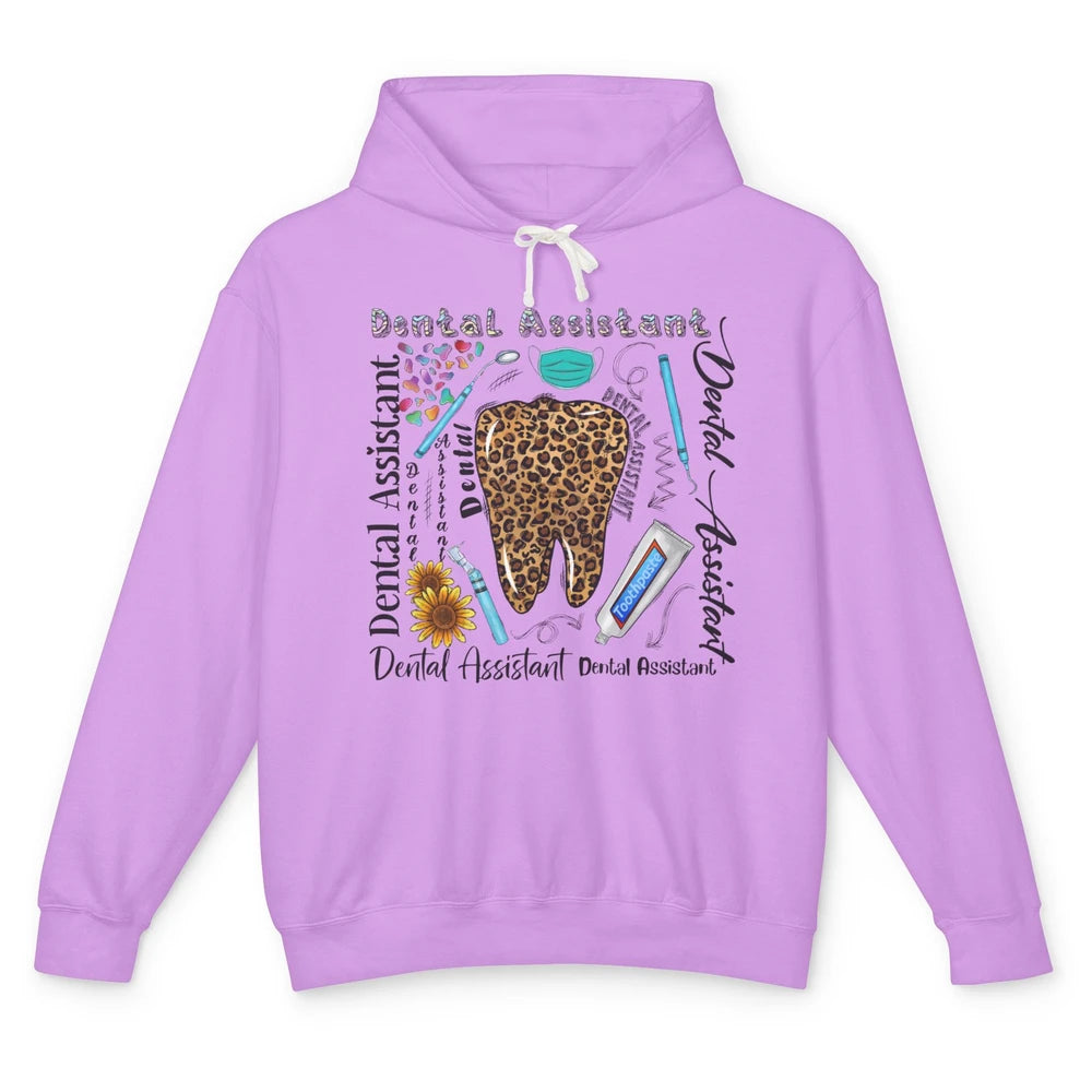 Dental Assistant Tooth Leopard Dentist Life Sunflower Nurse Unisex Lightweight Hoodie