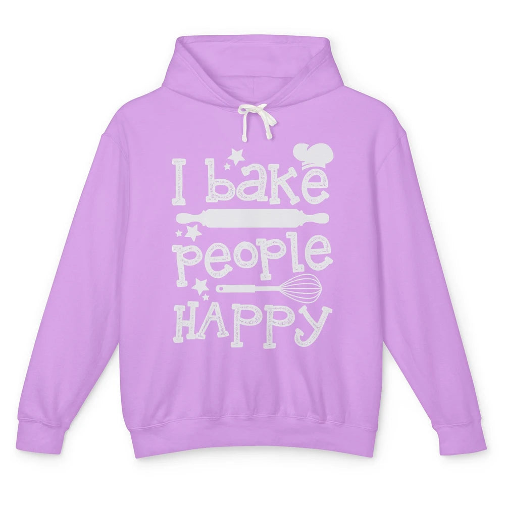 I Bake People Happy Chef Hat Baker Baking Retro Bakery Whisk Unisex Lightweight Hoodie