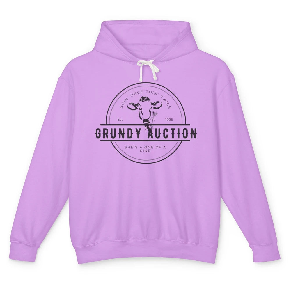 Retro Cow Cattle Grundy County Auction Western Country Farm Unisex Lightweight Hoodie