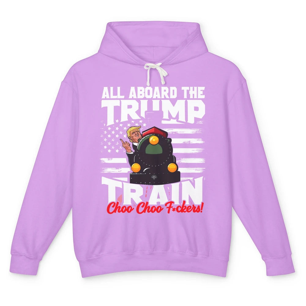 US Flag Trump Return All Abroad The Trump Train Anti Liberal Unisex Lightweight Hoodie